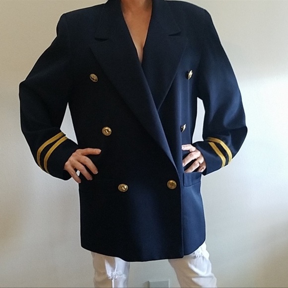 Vtg Christian Dior Blazer Jacket Captain Coat Nautical Aviation Military M L - Picture 9 of 12